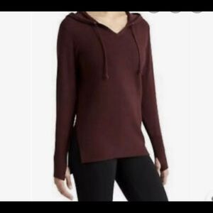 Athleta Aster ribbed hooded v-neck sweater